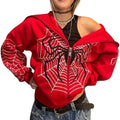 EMILYLE Women Women Y2K Halloween Hoodies Personalized Zip Up Long Sleeve Hooded Jacket Harajuku Outwear(1redS)