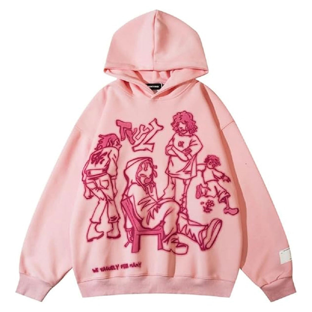 VOLYMOON Mens Graphic Oversized Hip Hop Streetwear Casual Hoodie Cartoon Character Print Hoodies y2k Hooded Sweatshirt …
