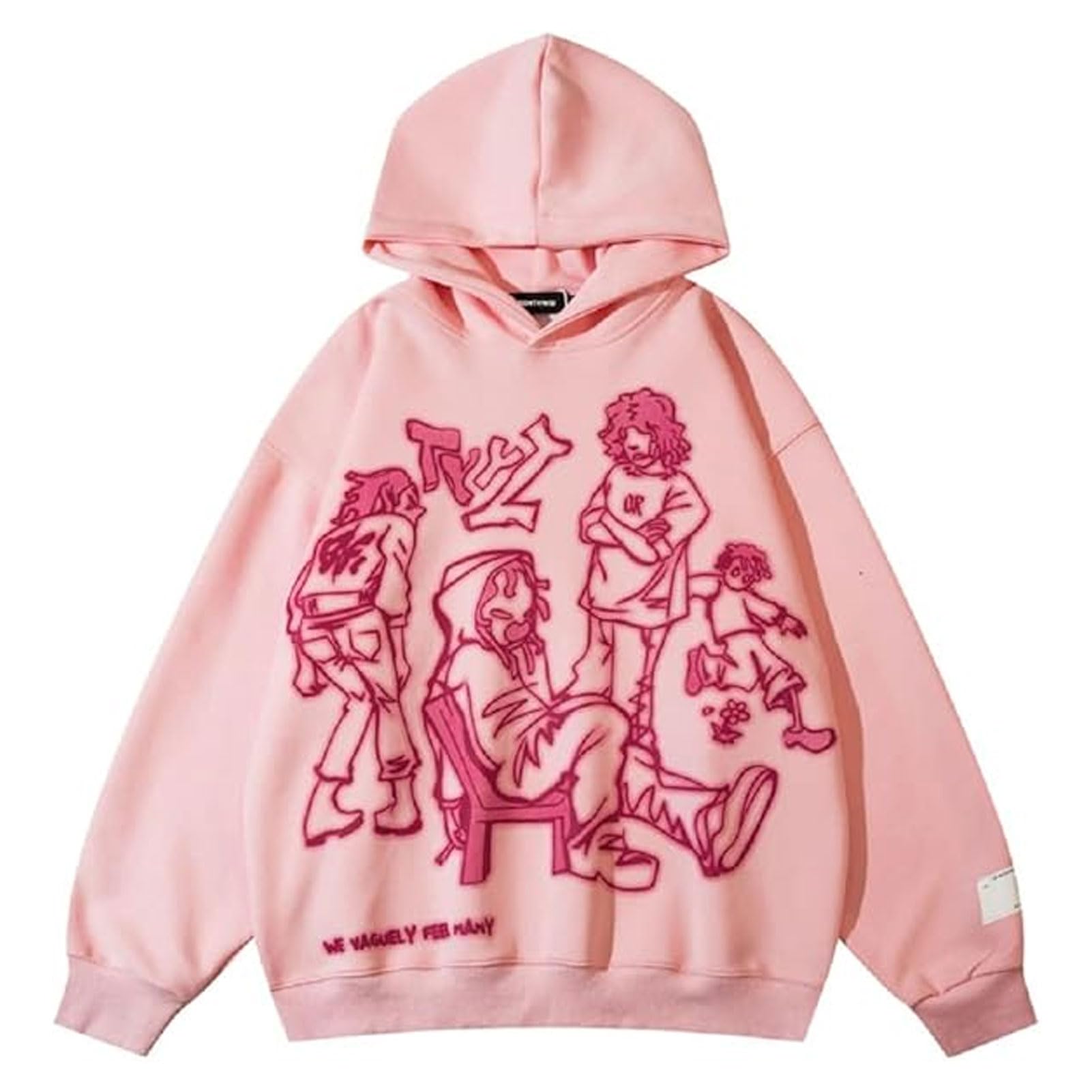 VOLYMOON Mens Graphic Oversized Hip Hop Streetwear Casual Hoodie Cartoon Character Print Hoodies y2k Hooded Sweatshirt …